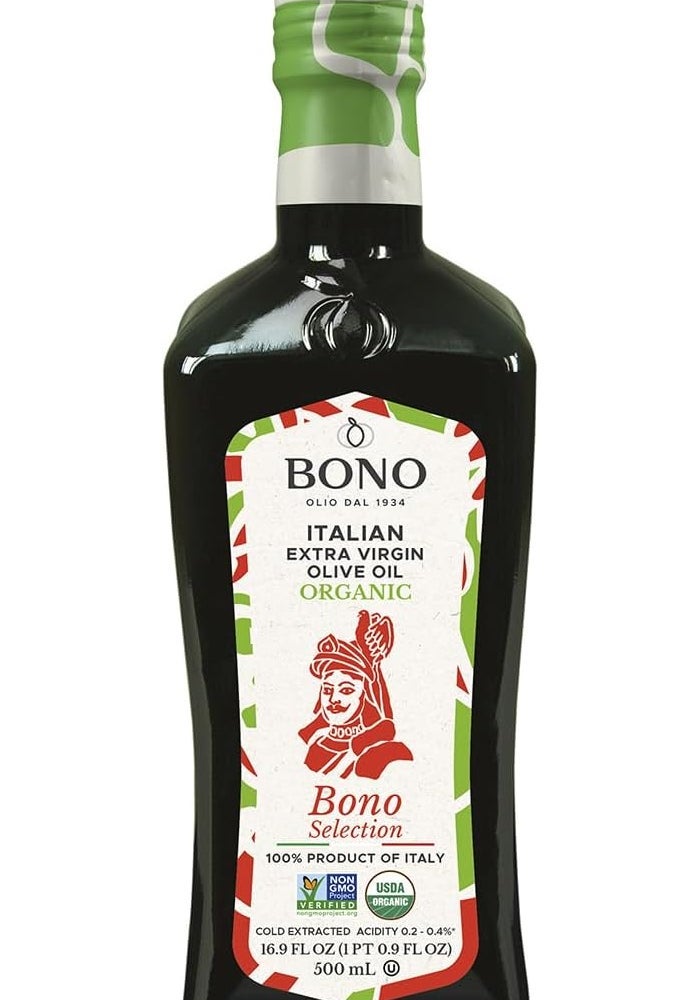 BONO زيت الزيتون البكر الممتاز العضوي الإيطالي 100% من بونو، 16.9 أونصة سائلة - Image 1